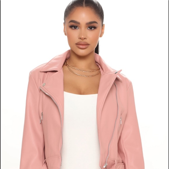 Moto crop jacket color mauve - Picture 3 of 5